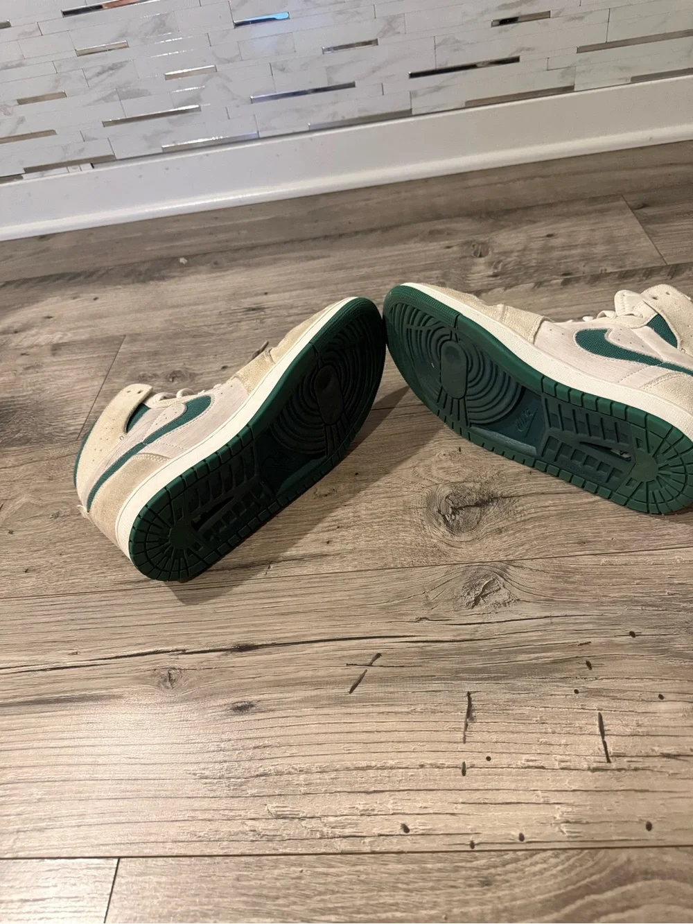 Jordan Teal and Cream High-Top Sneakers
